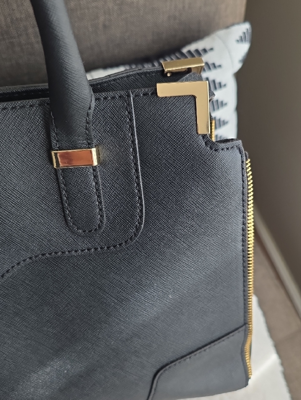 Rebecca Minkoff Black Top-Handle Satchel with Gold Hardware - Picture 5 of 9